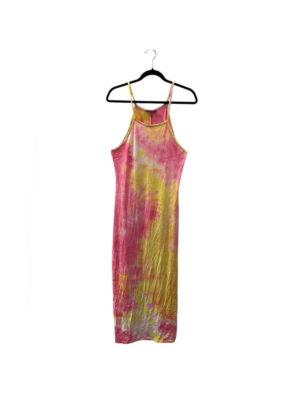 Discreet Women’s Pink Tie Dye Racerback Tank Maxi Sun Dress Size: XL